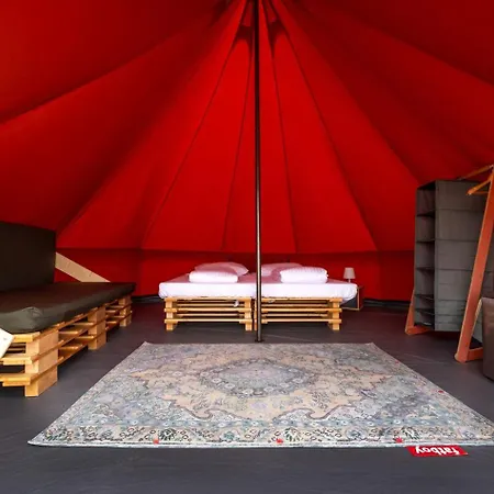 Stylish Glamping Tent With Shaded Terrace & Ambient Lighting In District, Portugal
